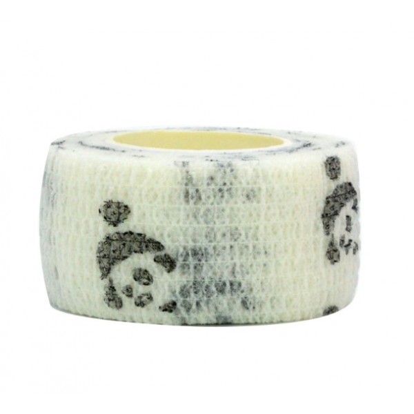 Бинт еластичний Coban 2,5 см, білий з пандою, фіксуючий, самозакріплюючий, бинт кобан, самоклеючий, аутоадгезійний бинт, 2,5 см х 4,5 м