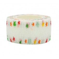 Бинт самоклеючий, з візерунком, еластичний, Coban, білий із зірочками, бинт Кобан, 2,5 см х 4,5 м