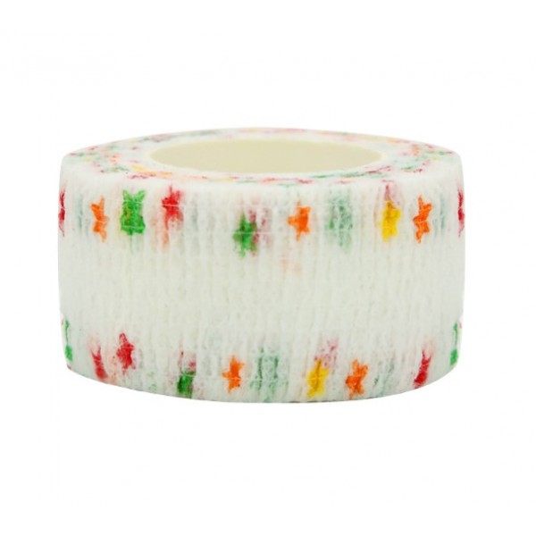 Бинт самоклеючий, з візерунком, еластичний, Coban, білий із зірочками, бинт Кобан, 2,5 см х 4,5 м