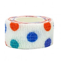 Бинт самоклеящийся эластичный Coban 2,5 см, Белый в цветные крапки, аутоадгезийний бинт, 2,5 см х 4,5 м