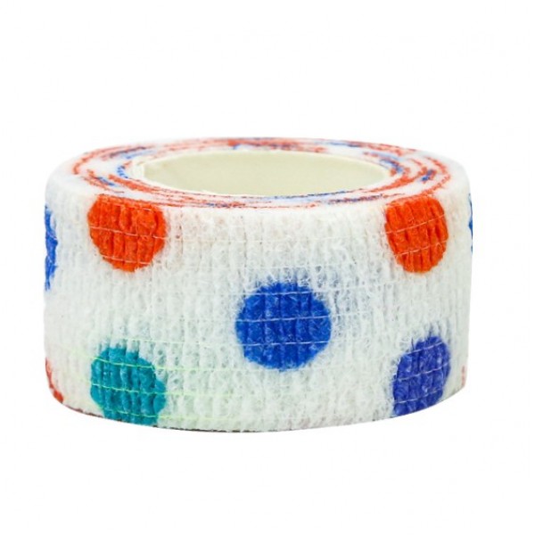 Бинт самоклеючий, з візерунком, еластичний, Coban, білий з кольоровими плямками, аутоадгезійний бинт, 2,5 см х 4,5 м