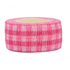 Бинт самоклеючий, з візерунком, еластичний, Coban, рожевий в клітинку, бинт Кобан, 2,5 см х 4,5 м