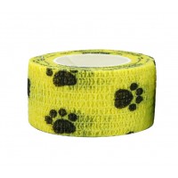 Бинт самоклеючий, з візерунком, еластичний, Coban, жовтий з чорною лапкою, бинт Кобан, 2,5 см х 4,5 м