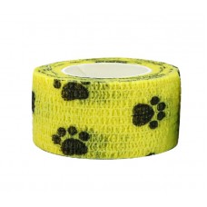 Бинт самоклеючий, з візерунком, еластичний, Coban, жовтий з чорною лапкою, бинт Кобан, 2,5 см х 4,5 м