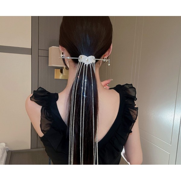 Шпилька для волосся з фіанітами, срібло, 3,1х15,1 см Шпилька для волосся з фіанітами, срібло, 3,1х15,1 см