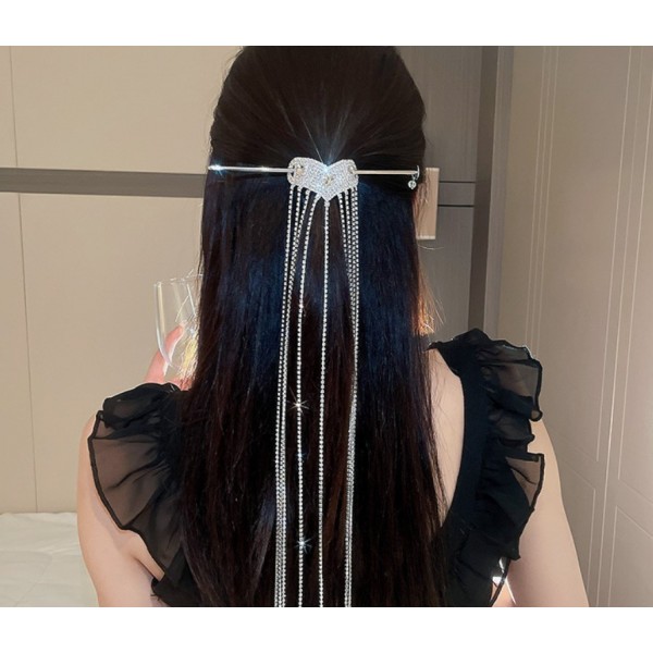 Шпилька для волосся з фіанітами, срібло, 3,1х15,1 см