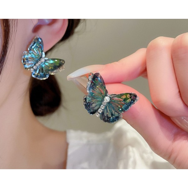 Серьги бабочки "Chameleon Butterfly", серебро