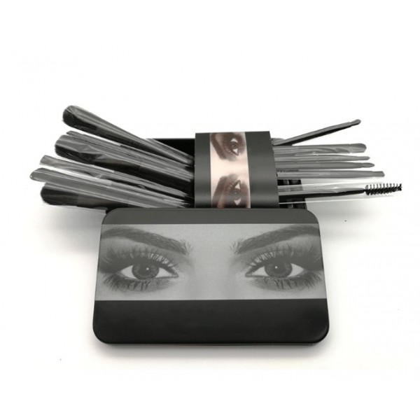 Набір пензлів для макіяжу, в металевому кейсі, 12 шт