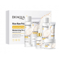 Подарунковий набір для обличчя, омолоджуючий, Bioaqua Rice Raw Pulp, з екстрактом рису, 6 засобів
