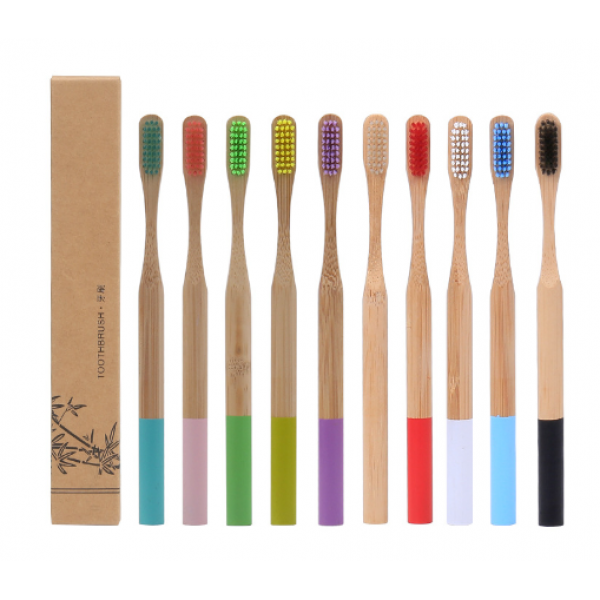Зубна щітка з натурального бамбука, різні кольори, 1 шт