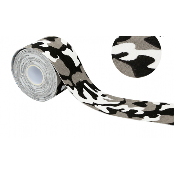 Тейп кінезіо 2,5 см, кінезіологічна стрічка Kinesiology Tape, Білий камуфляж, 2,5 см