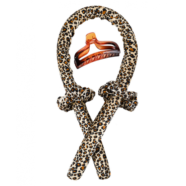 Стрічка для завивання волосся Леопард, обруч для створення локонів, з 2 резинками та крабиком