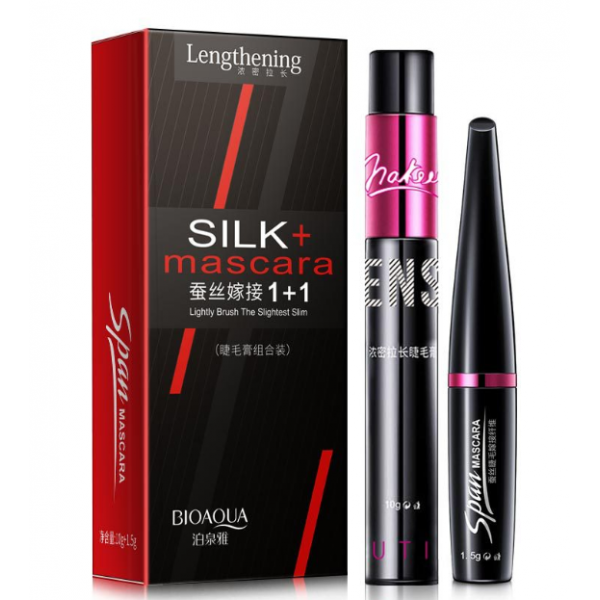 Туш для вій Bioaqua Silk Mascara Lengthening 1+1, водостійка, 10г + 1,5г
