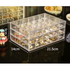 Органайзер для ювелірних прикрас, прозора скринька, 9х14х21,5 см, 72 відділення