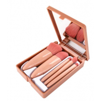 Набір пензлів для макіяжу у пластиковому чохлі із дзеркалом, 5 шт