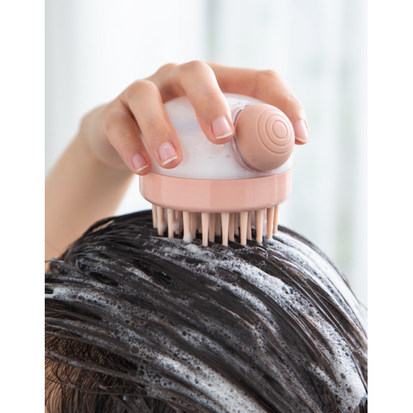 Масажна щітка для душу з дозатором для шампуня, силіконова, з великими щетинками, два кольори, 8,5х7 см