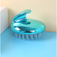 Масажер для шкіри голови, щітка, Head Cleansing Brush, силіконовий, синій металік