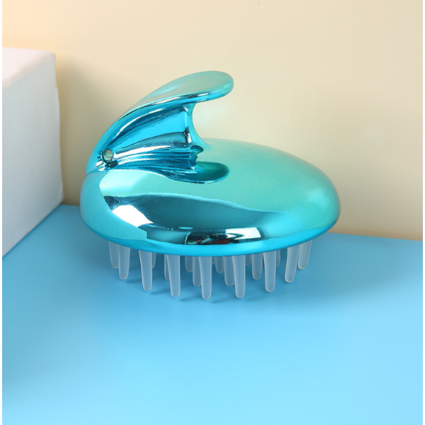 Масажер для шкіри голови, щітка, Head Cleansing Brush, силіконовий, синій металік