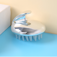 Масажер для шкіри голови, щітка, Head Cleansing Brush, силіконовий, сірий металік