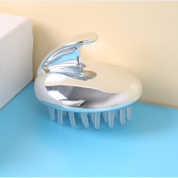 Масажер для шкіри голови, щітка, Head Cleansing Brush, силіконовий, сірий металік