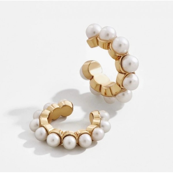 Сережка каффа "Pearl Caffa" з перлами, 2 кольори Сережка каффа "Pearl Caffa" з перлами, 2 кольори