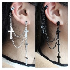 Серьга каффа "Stylish Crosses" с крестиками, 2 цвета