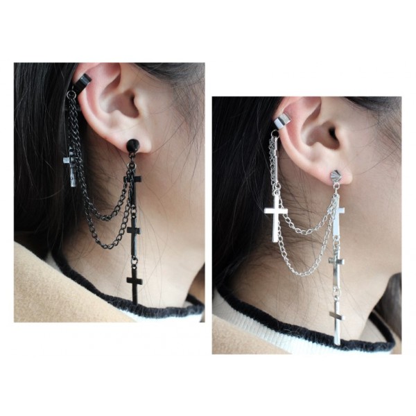 Серьга каффа "Stylish Crosses" с крестиками, 2 цвета Серьга каффа "Stylish Crosses" с крестиками, 2 цвета