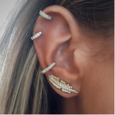 Сережки кліпси "Luxury Stones", Каффа, набір 4 шт, золото