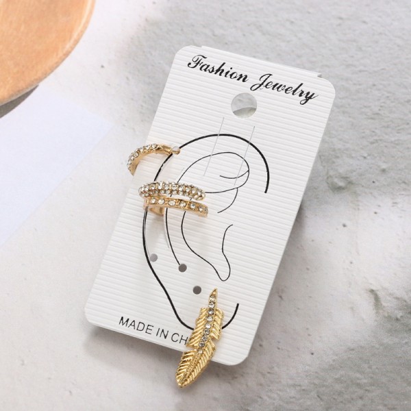 Сережки кліпси "Luxury Stones", Каффа, набір 4 шт, золото