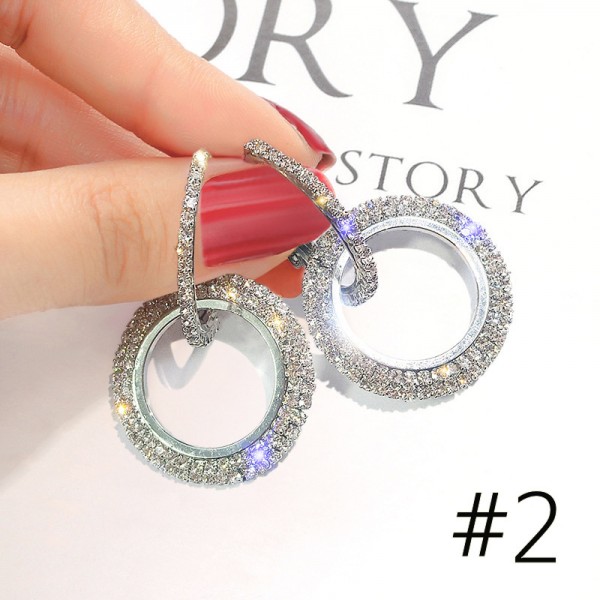 Серьги вечерние "Round Crystal", разные виды