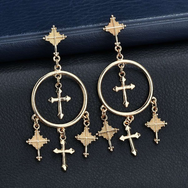 Сережки хрести "Golden crosses", 2 кольори