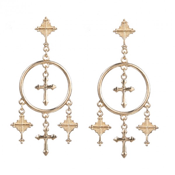 Сережки хрести "Golden crosses", 2 кольори