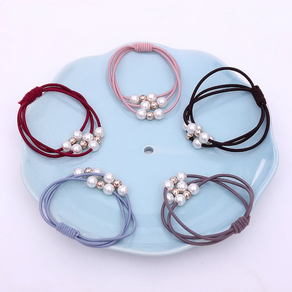 Резинка для волосся "Three Pearls", 9 кольорів, 1 шт