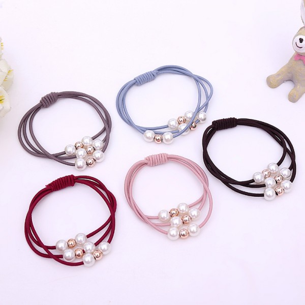 Резинка для волосся "Three Pearls", 9 кольорів, 1 шт