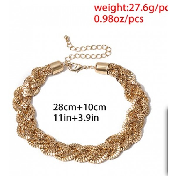 Цепочка чокер "Pigtail" косичка, золото