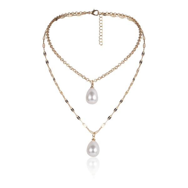 Ланцюжок подвійний, з перлами, "Big Pearls", золото