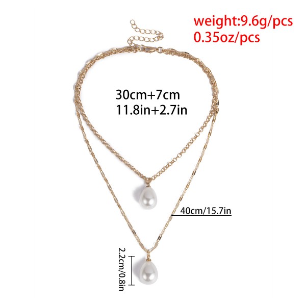 Ланцюжок подвійний, з перлами, "Big Pearls", золото