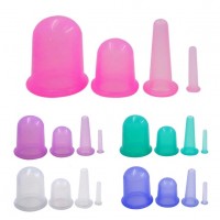 Набір банок силіконових, вакуумних, для масажу обличчя і тіла, упаковка 4 шт