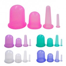 Набір банок силіконових, вакуумних, для масажу обличчя і тіла, упаковка 4 шт