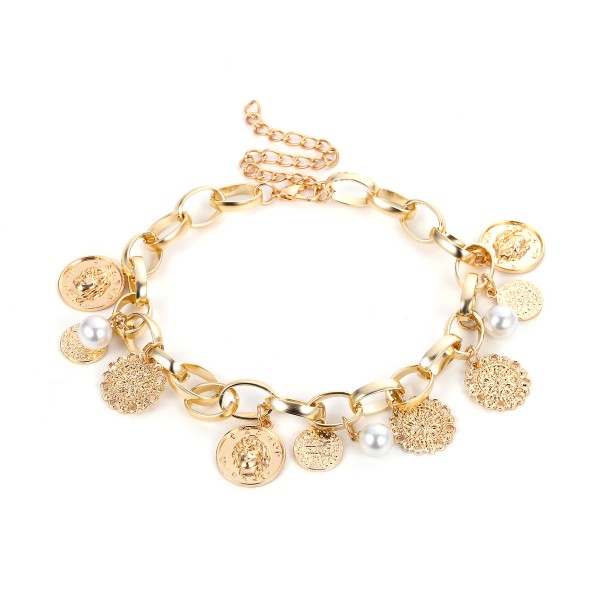 Ланцюжок із перлами та медальйонами "Gold Pearls", 2 кольори Ланцюжок із перлами та медальйонами "Gold Pearls", 2 кольори