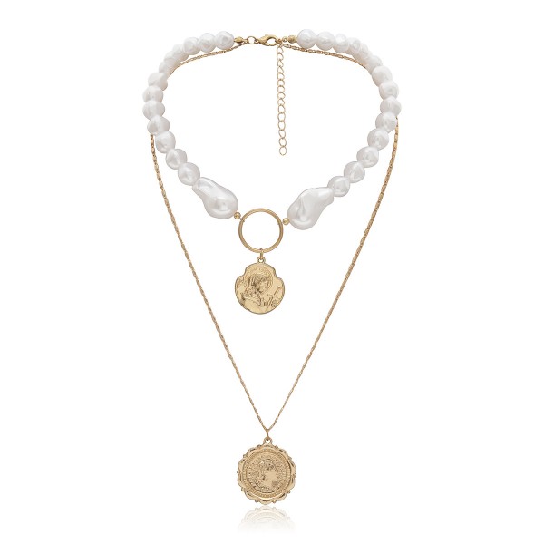 Ланцюжок подвійний, з перлами, "Three Pearls", золото