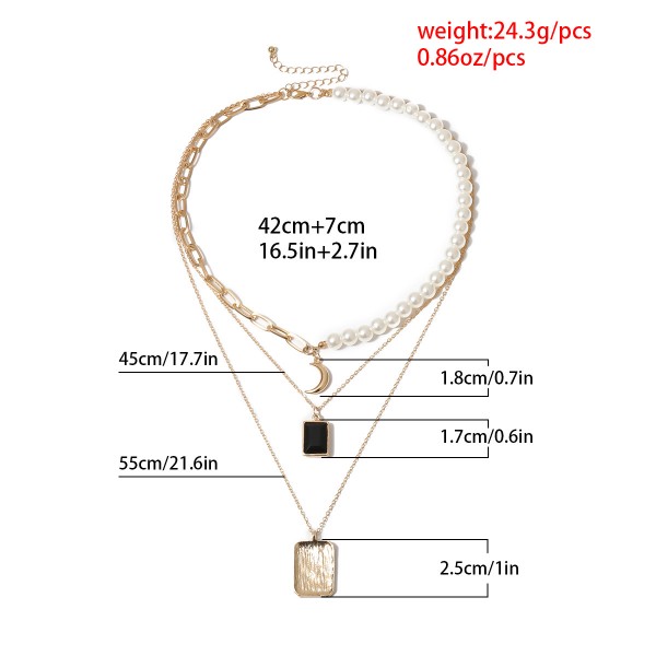 Ланцюжок багатошаровий з перлами "Black Stone", золото Ланцюжок багатошаровий з перлами "Black Stone", золото