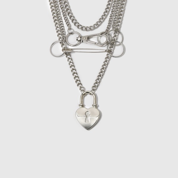 Ланцюжок багатошаровий, із замком та шпилькою, "Rivets", срібло Ланцюжок багатошаровий, із замком та шпилькою, "Rivets", срібло