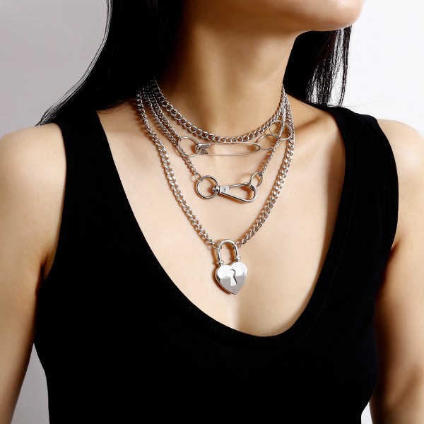 Ланцюжок багатошаровий, із замком та шпилькою, "Rivets", срібло