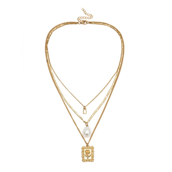 Ланцюжок багатошаровий, з перлами, "Multifaceted Mood", золото Ланцюжок багатошаровий, з перлами, "Multifaceted Mood", золото