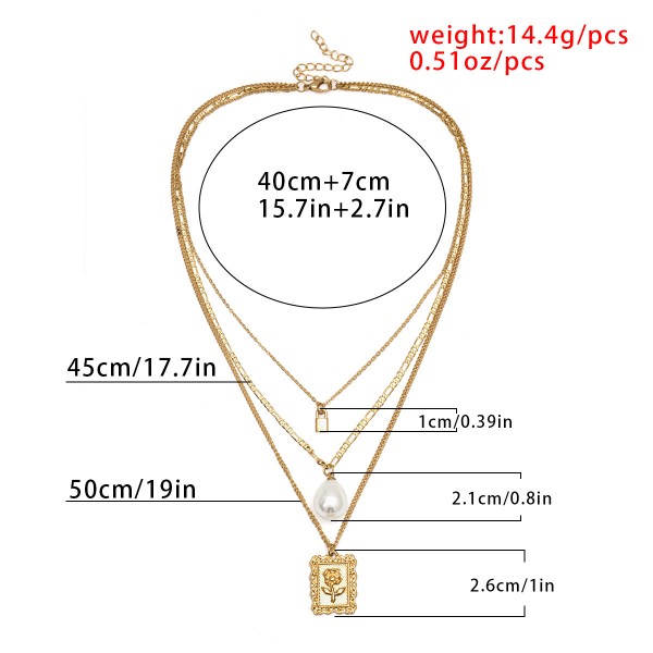 Ланцюжок багатошаровий, з перлами, "Multifaceted Mood", золото Ланцюжок багатошаровий, з перлами, "Multifaceted Mood", золото