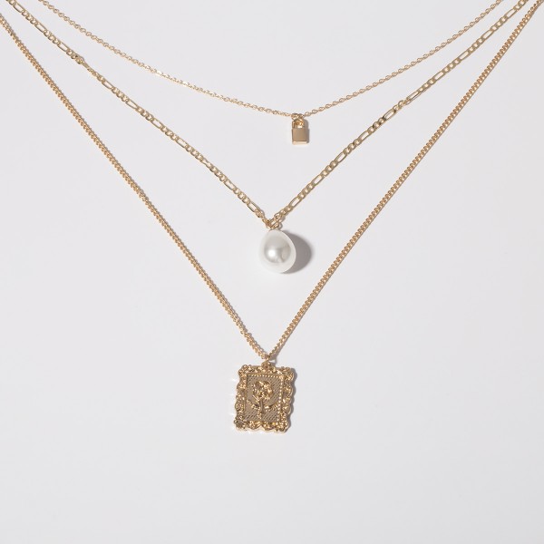 Ланцюжок багатошаровий, з перлами, "Multifaceted Mood", золото Ланцюжок багатошаровий, з перлами, "Multifaceted Mood", золото