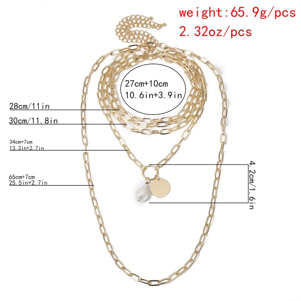 Ланцюжок багатошаровий із перлиною "Total Gold", золото Ланцюжок багатошаровий із перлиною "Total Gold", золото