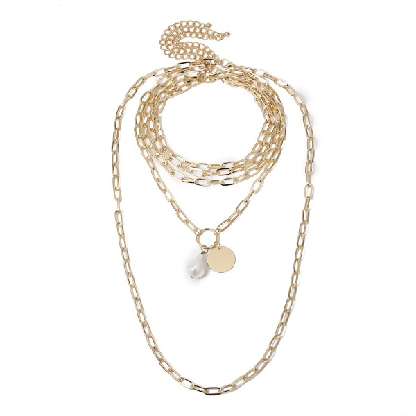 Ланцюжок багатошаровий із перлиною "Total Gold", золото Ланцюжок багатошаровий із перлиною "Total Gold", золото