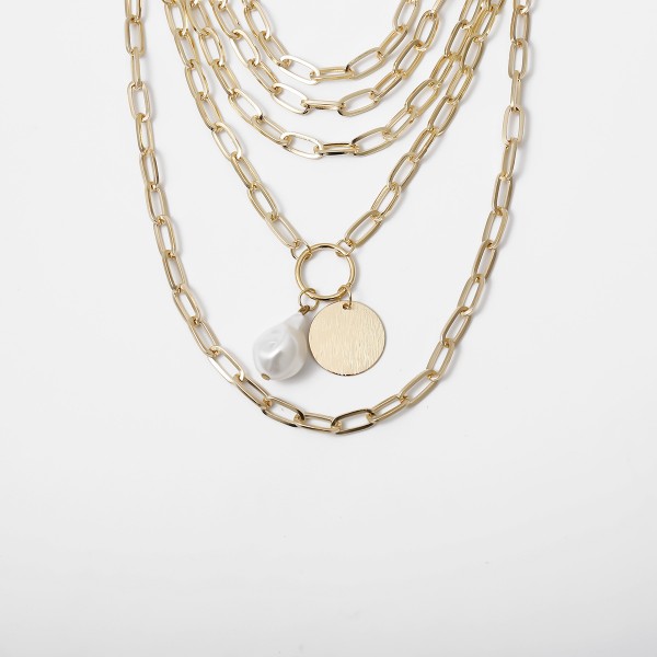 Ланцюжок багатошаровий із перлиною "Total Gold", золото Ланцюжок багатошаровий із перлиною "Total Gold", золото